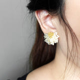 Garde Stud Earrings in Mustard Yellow Model