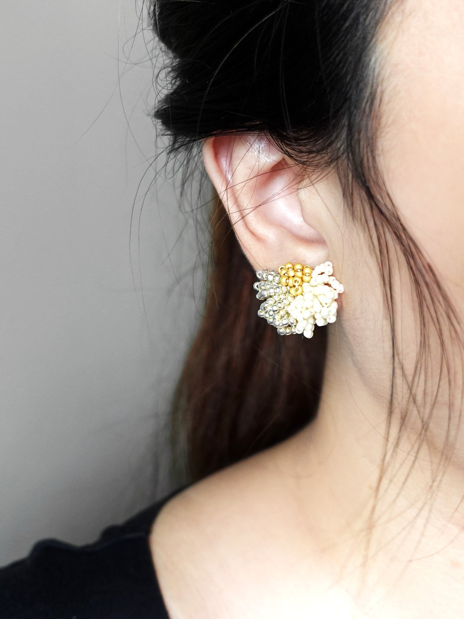 Garde Stud Earrings in Mustard Yellow Model