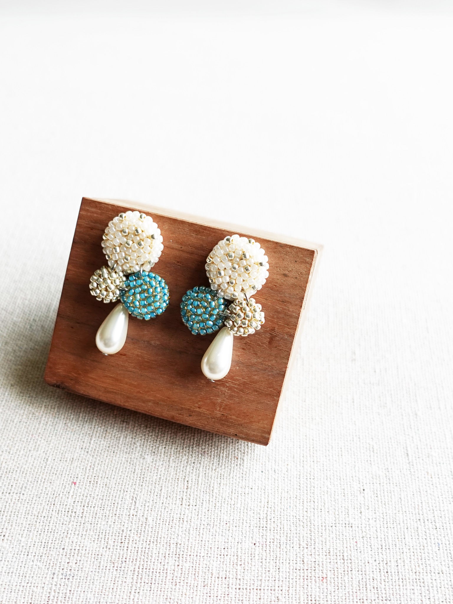 Kasey Earrings in Ocean Green Display Side