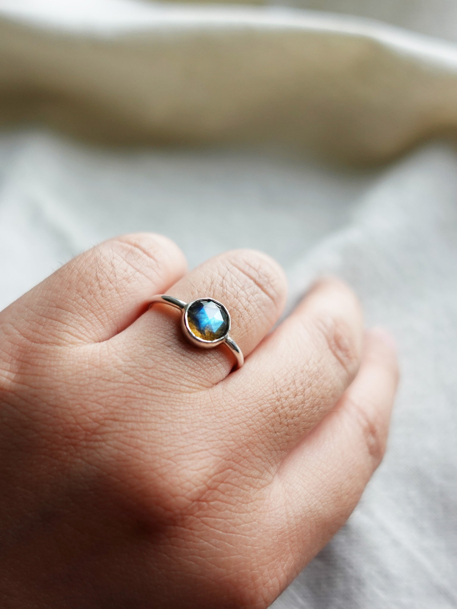 Labradorite Rose Cut Ring Model