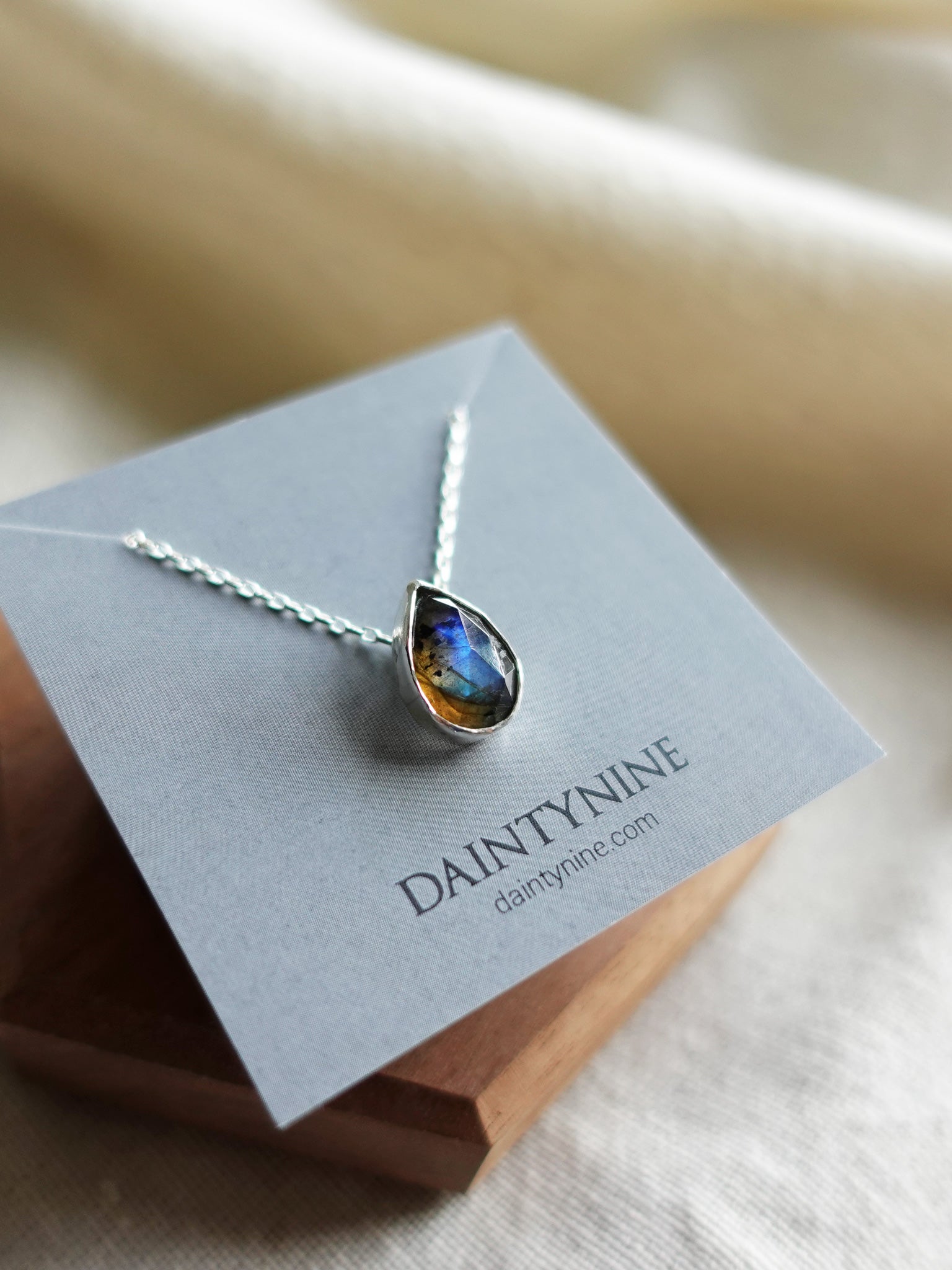 Labradorite Teardrop Necklace Card