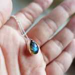Labradorite Teardrop Necklace Held
