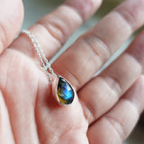 Labradorite Teardrop Necklace Held