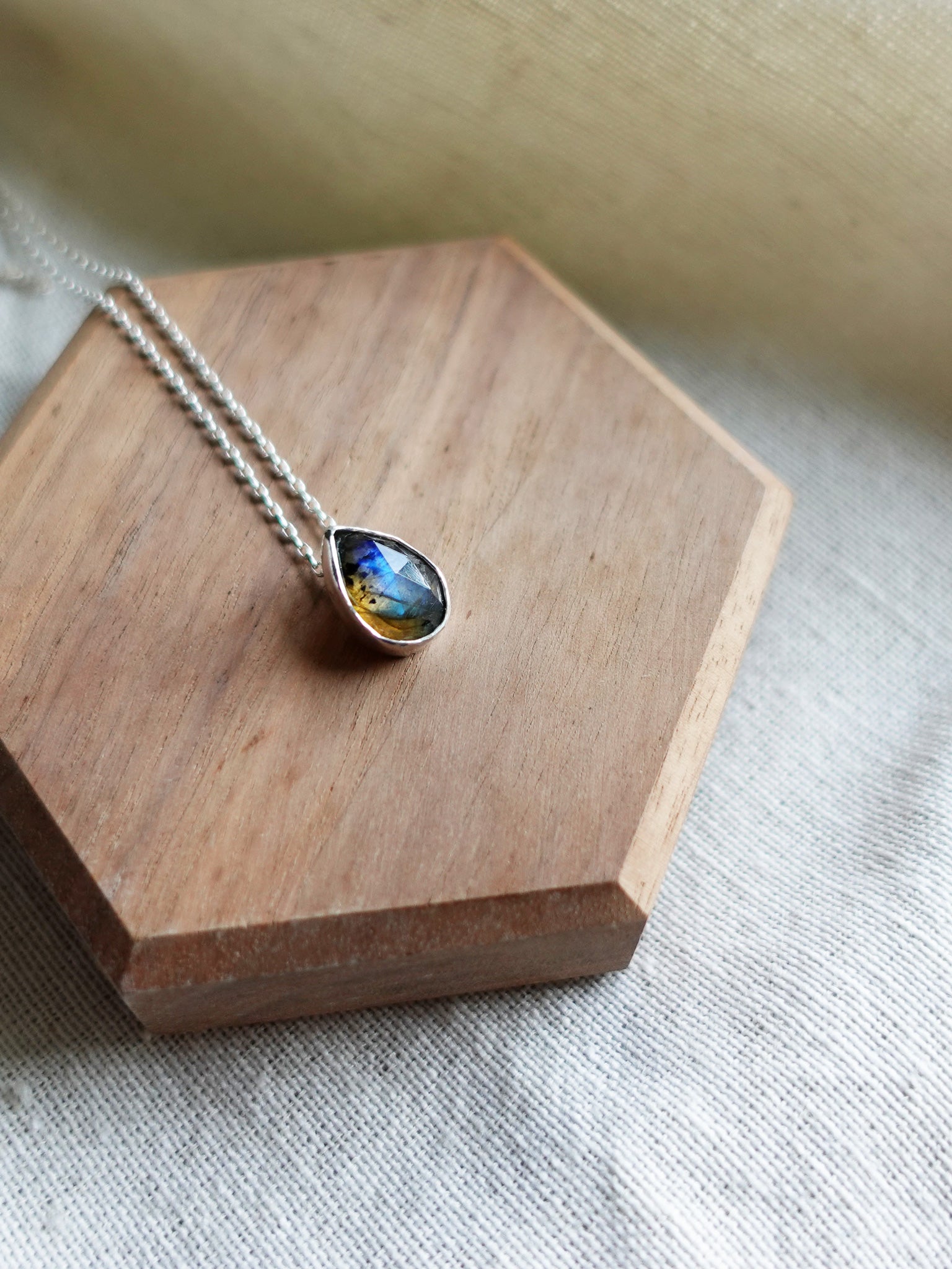 Labradorite Teardrop Necklace Left