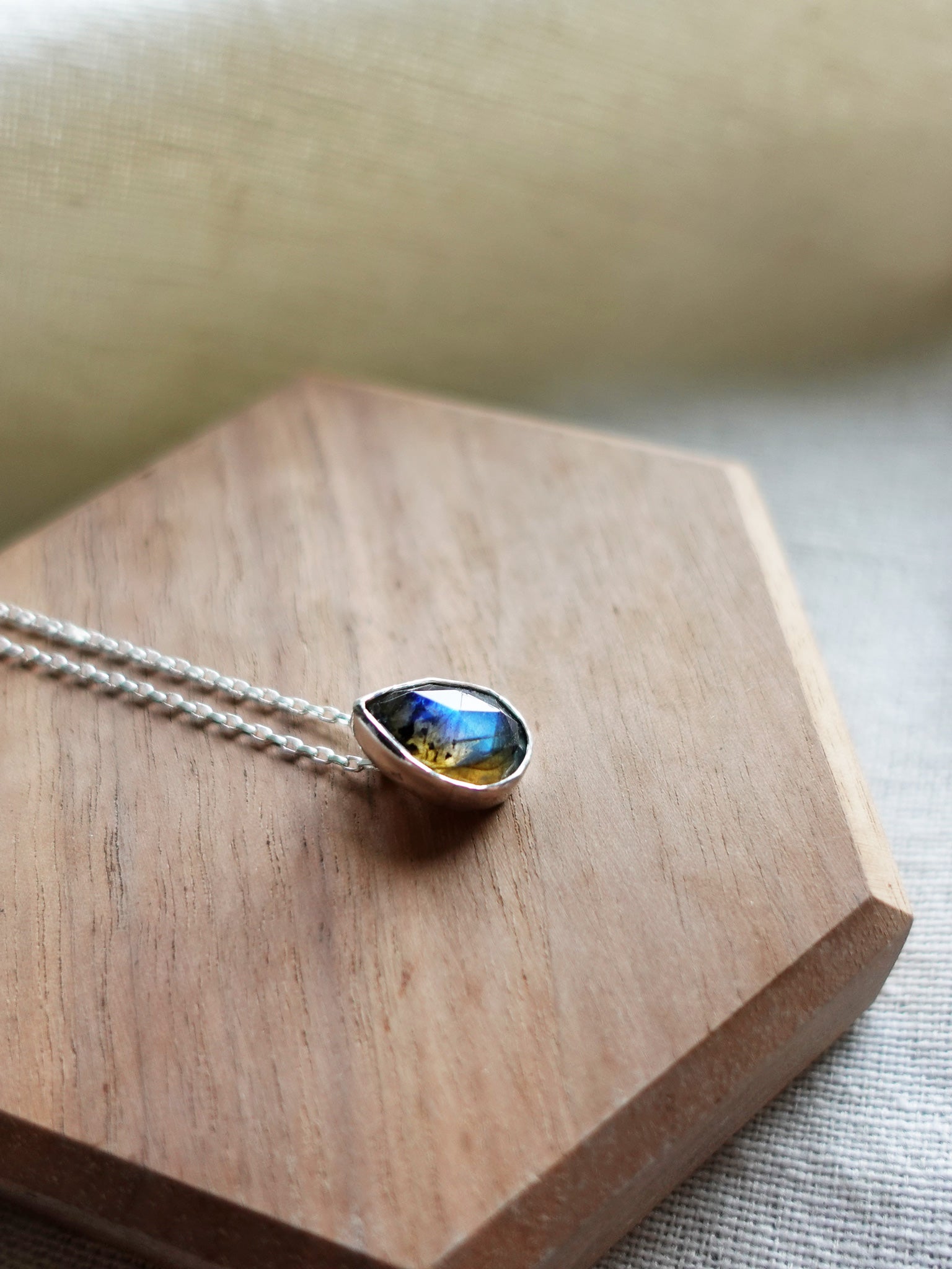 Labradorite Teardrop Necklace Side