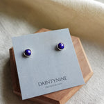 Lapis Lazuli Round Stud Earrings Card