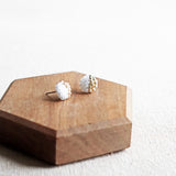 Last Quarter Petite Stud Earrings in White Display Front