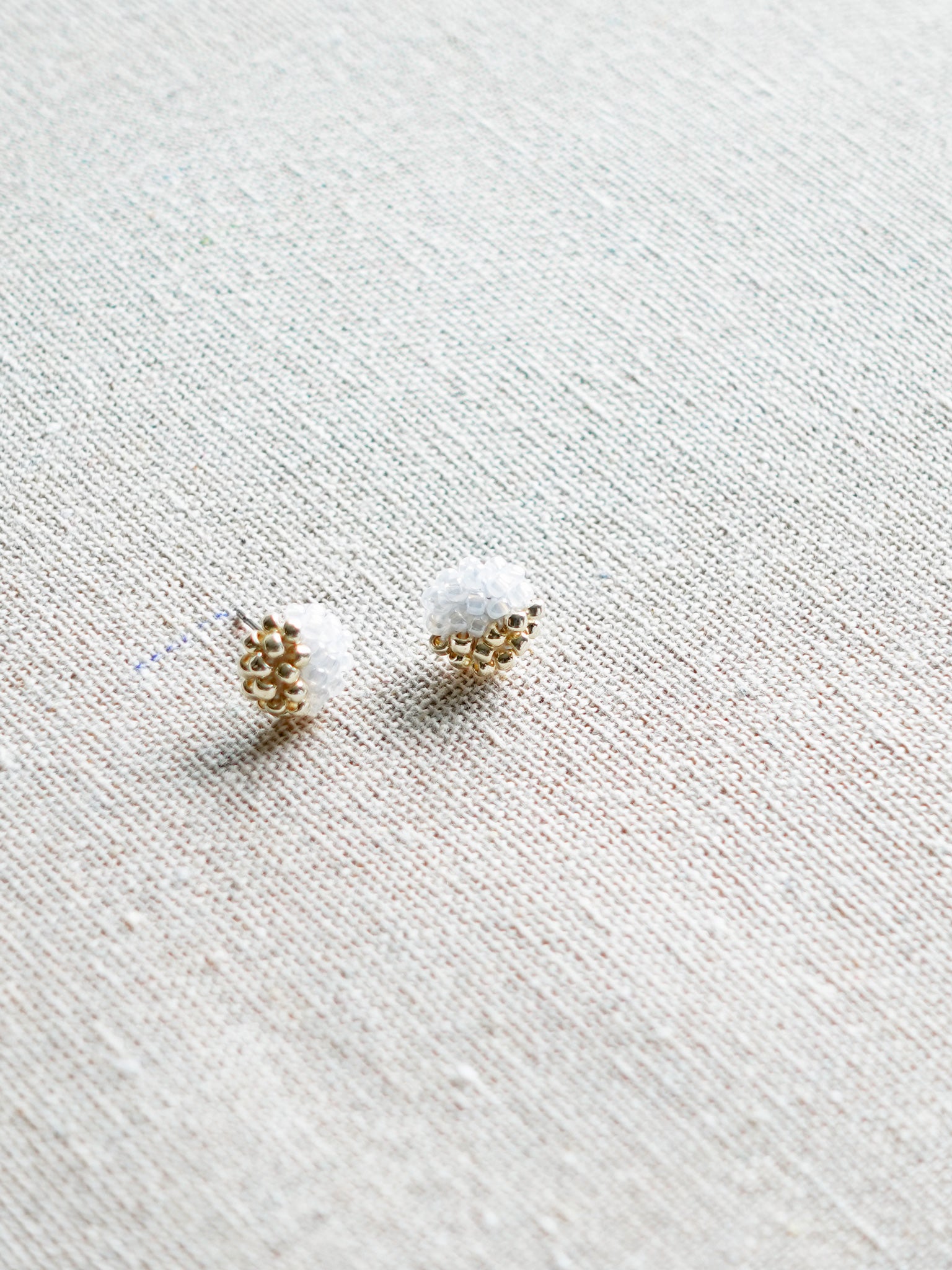 Last Quarter Petite Stud Earrings in White Front