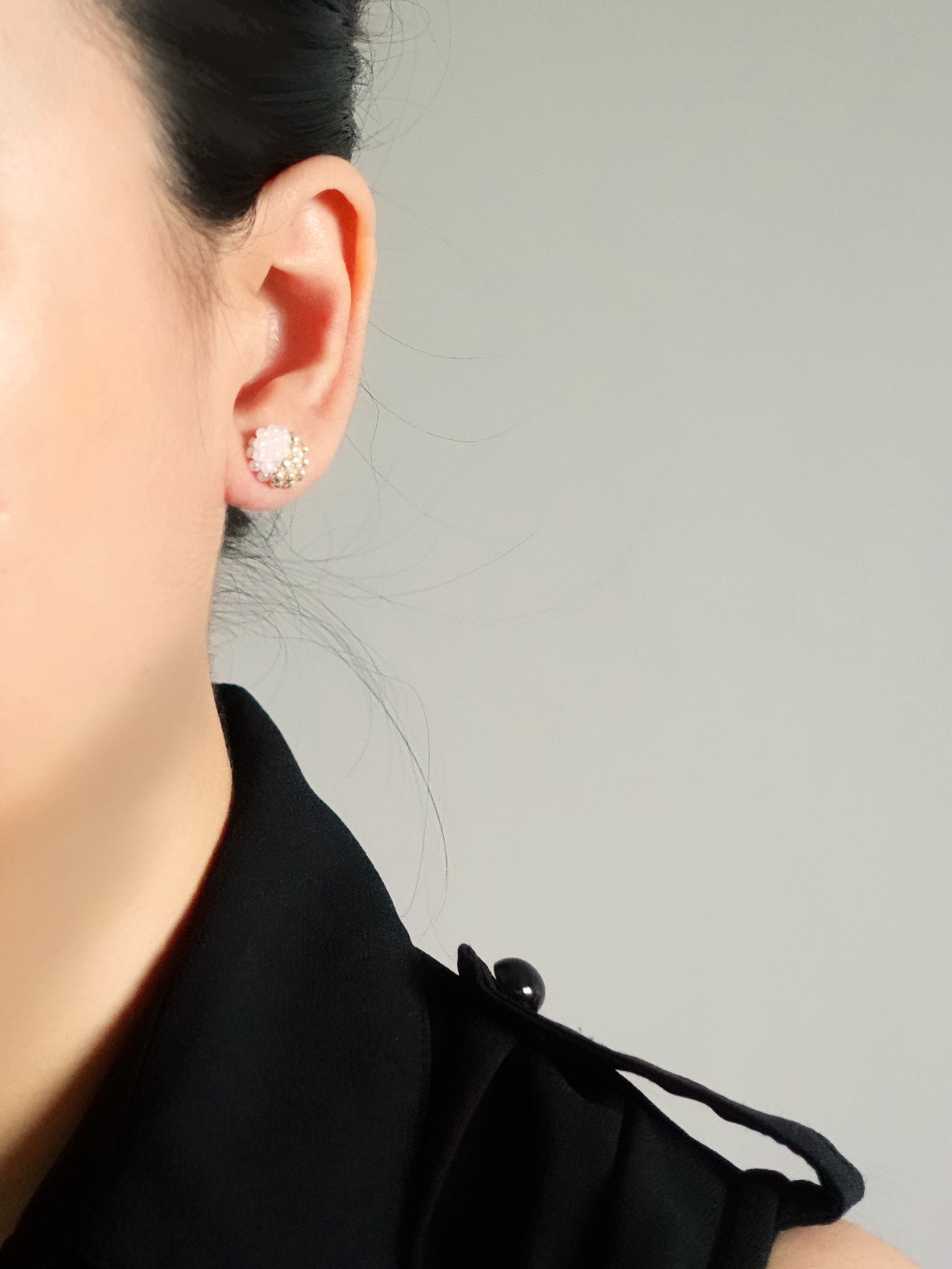 Last Quarter Petite Stud Earrings in White Model