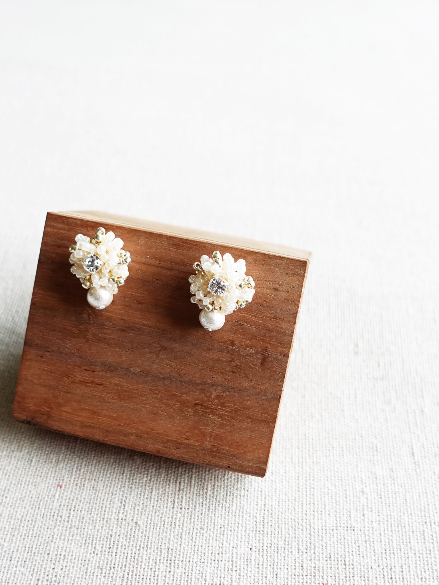 Maude Snowball Earrings Display Front