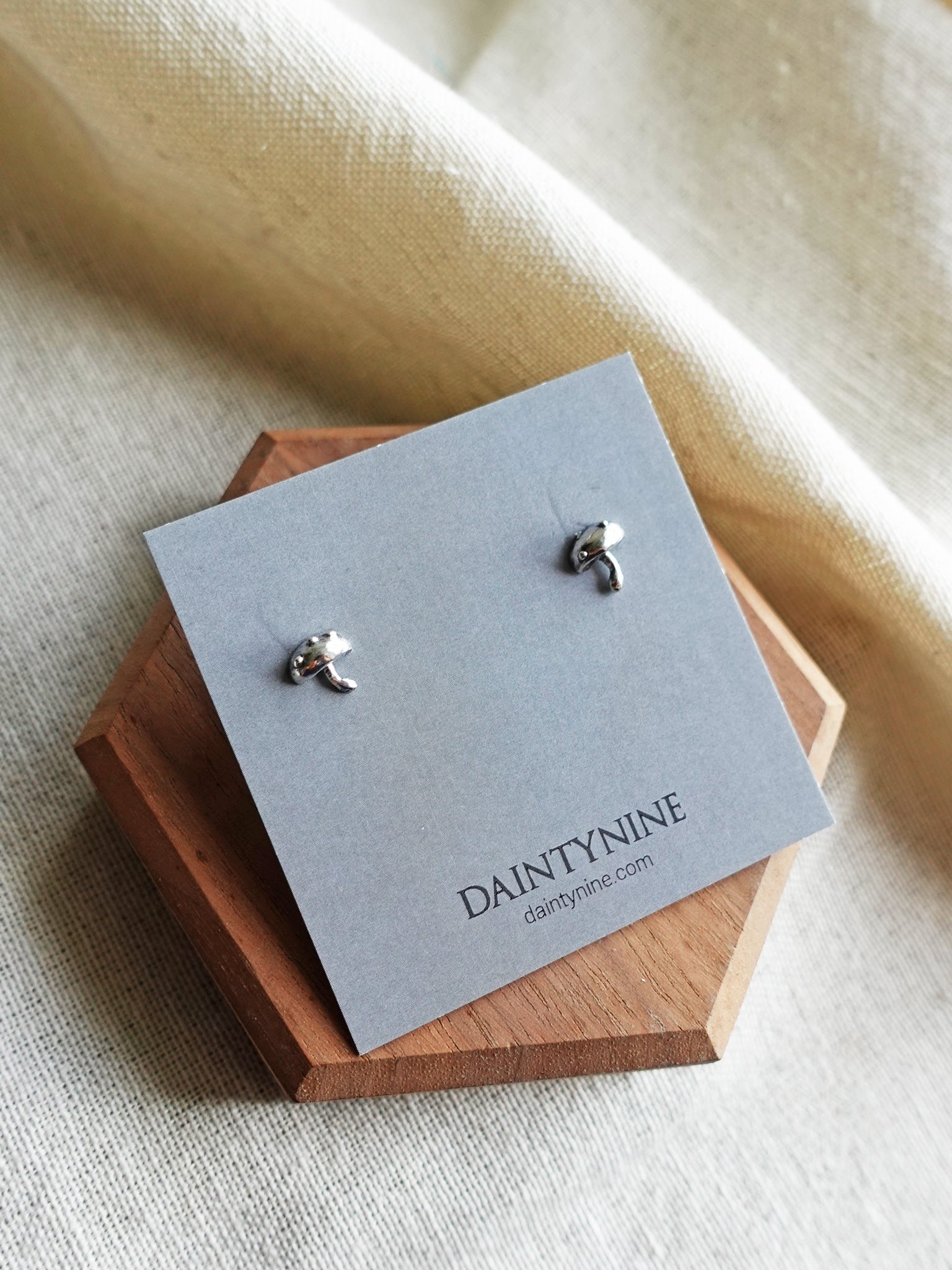 Mushroom Stud Earrings Card Top