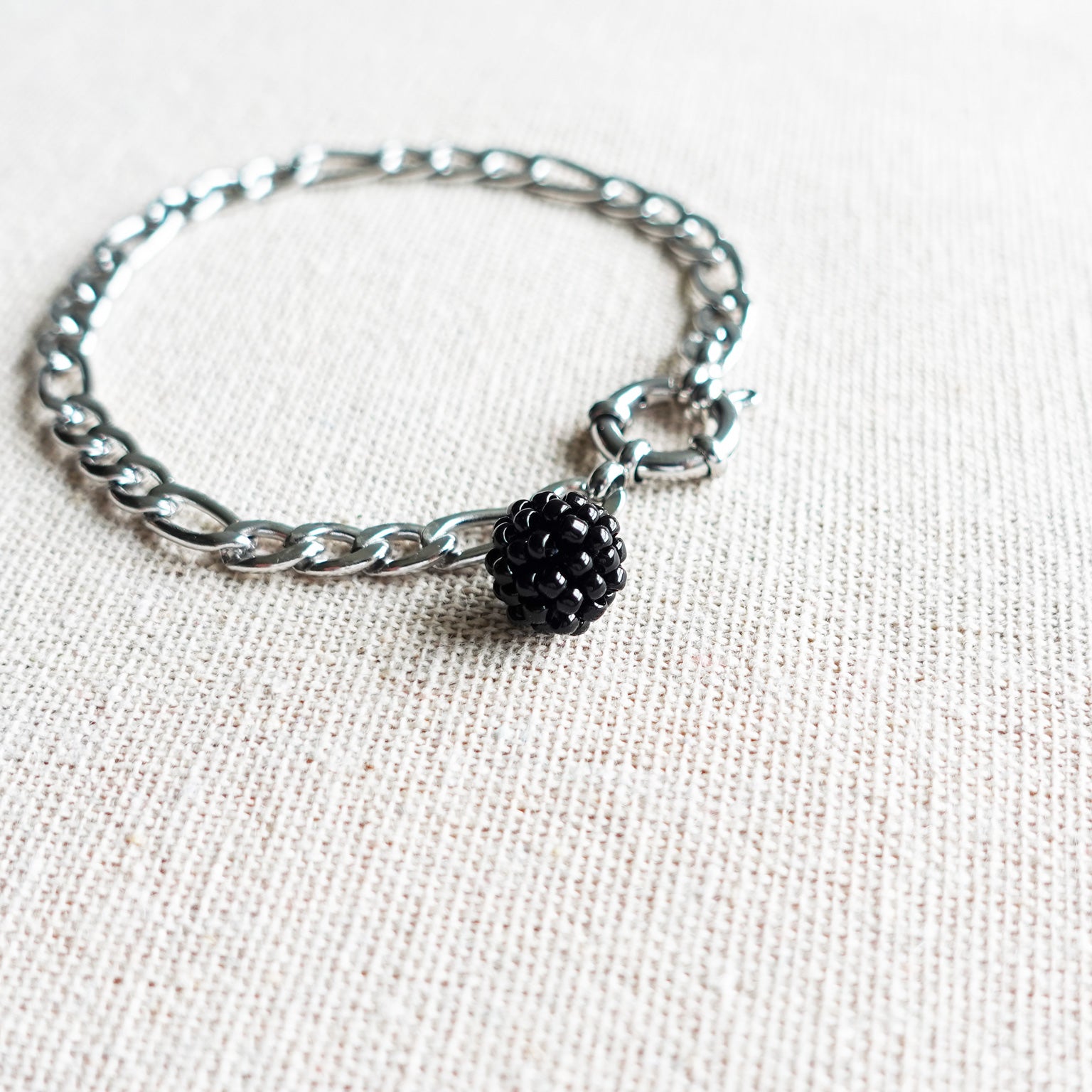 Orb Curb Bracelet in Black Front