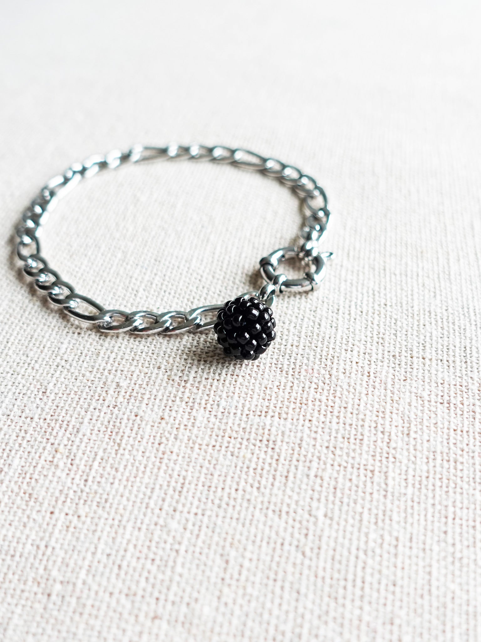 Orb Curb Bracelet in Black Front