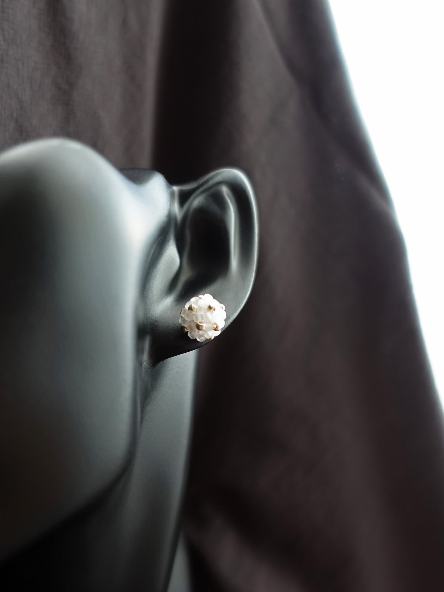 Orb Star Dust Stud Earrings in Cloud White Bust