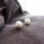 Orb Star Dust Stud Earrings in Cloud White Front