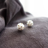 Orb Star Dust Stud Earrings in Cloud White Front