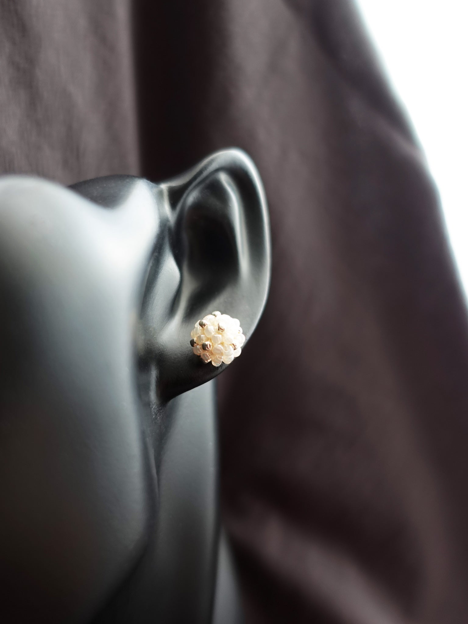 Orb Star Dust Stud Earrings in Ivory Bust