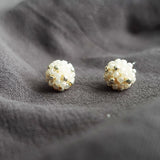Orb Star Dust Stud Earrings in Ivory Front
