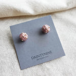 Orb Star Dust Stud Earrings in Mauve Purple Card