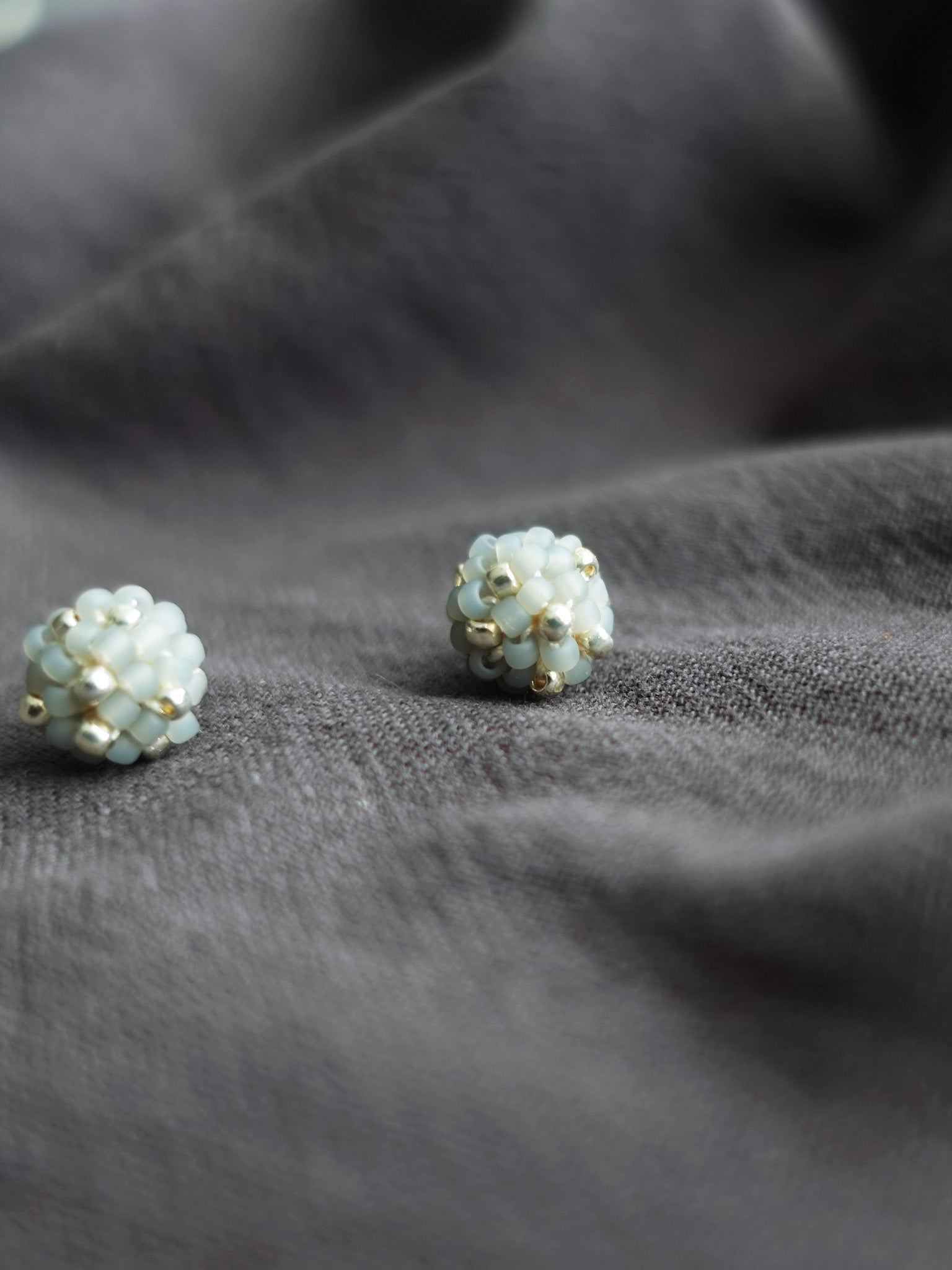 Orb Star Dust Stud Earrings in Smoke Grey Front