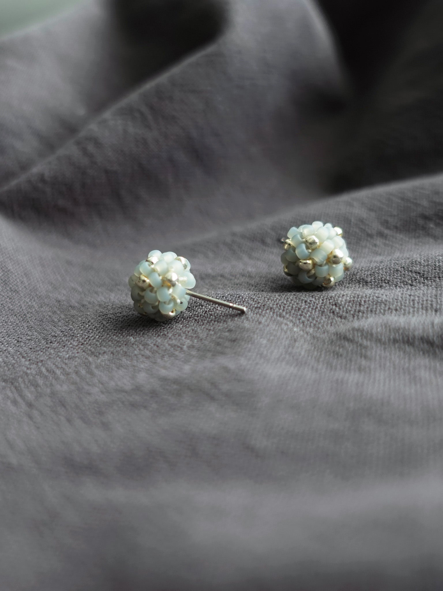 Orb Star Dust Stud Earrings in Smoke Grey Side