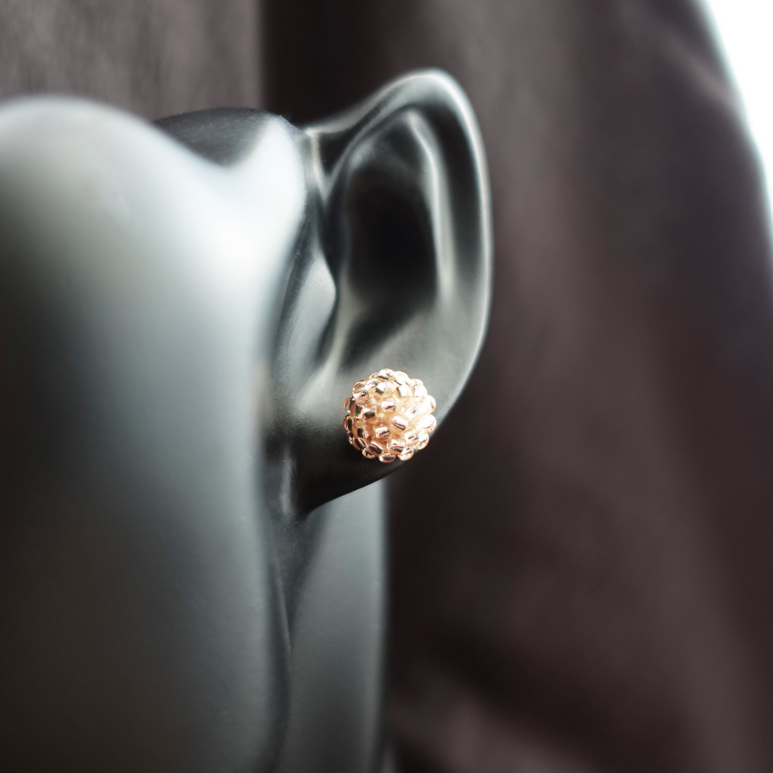 Orb Stud Earrings in Champagne Pink Bust