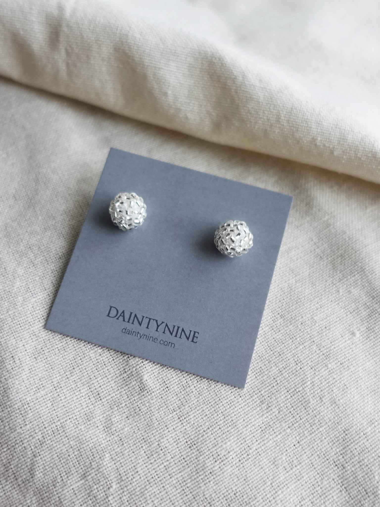 Orb Stud Earrings in Crystal Silver Card
