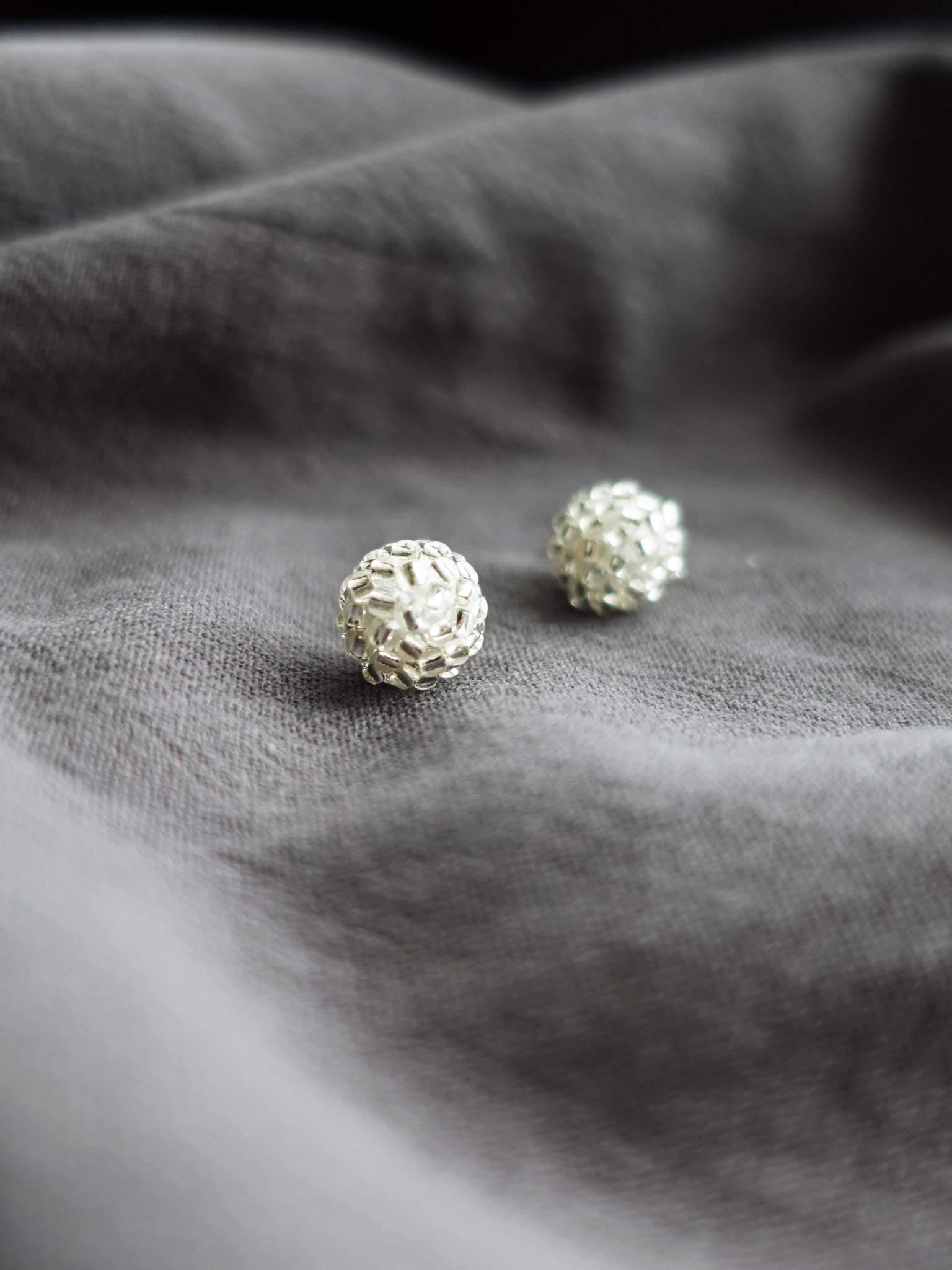 Orb Stud Earrings in Crystal Silver Front