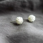 Orb Stud Earrings in Crystal Silver Left