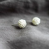 Orb Stud Earrings in Crystal Silver Left