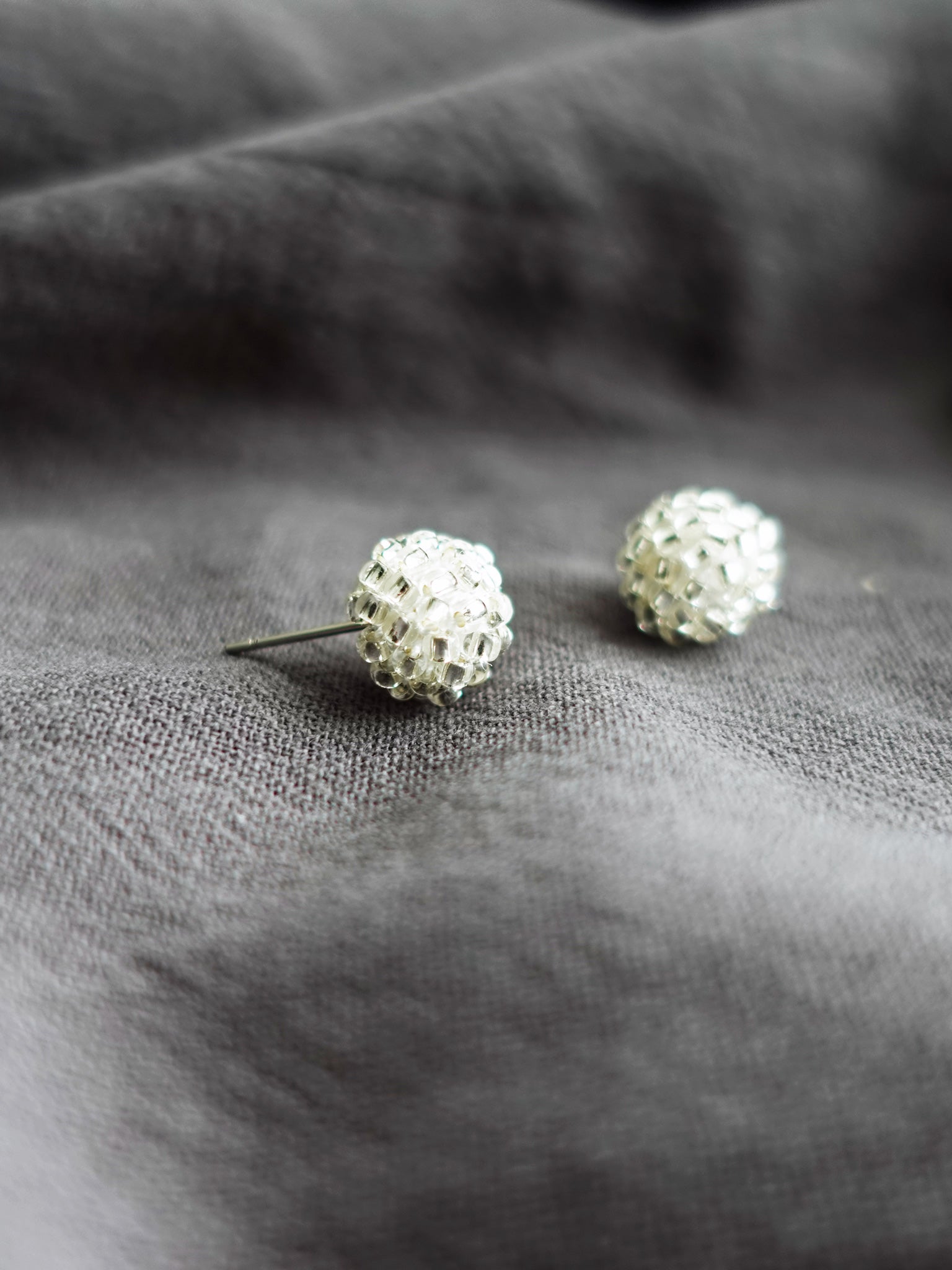 Orb Stud Earrings in Crystal Silver Left