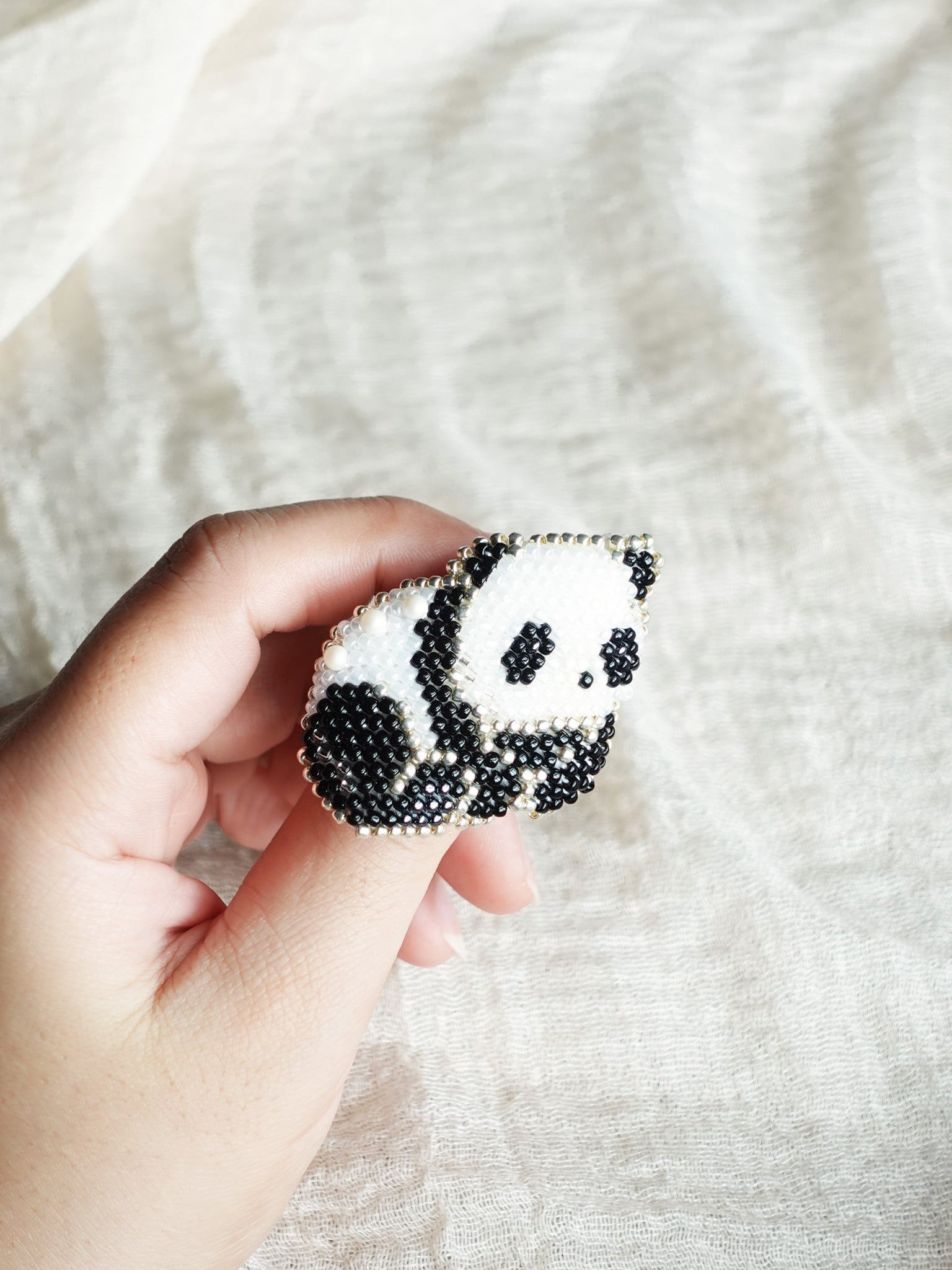 Panda Loaf Brooch Pin Held