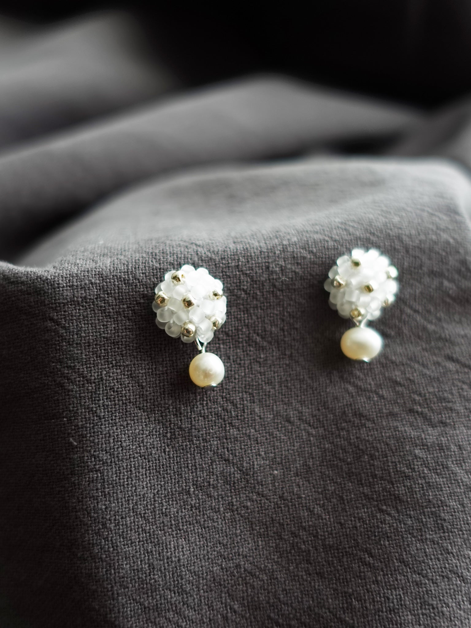 Phoebe Star Dust Earrings in Cloud White Left