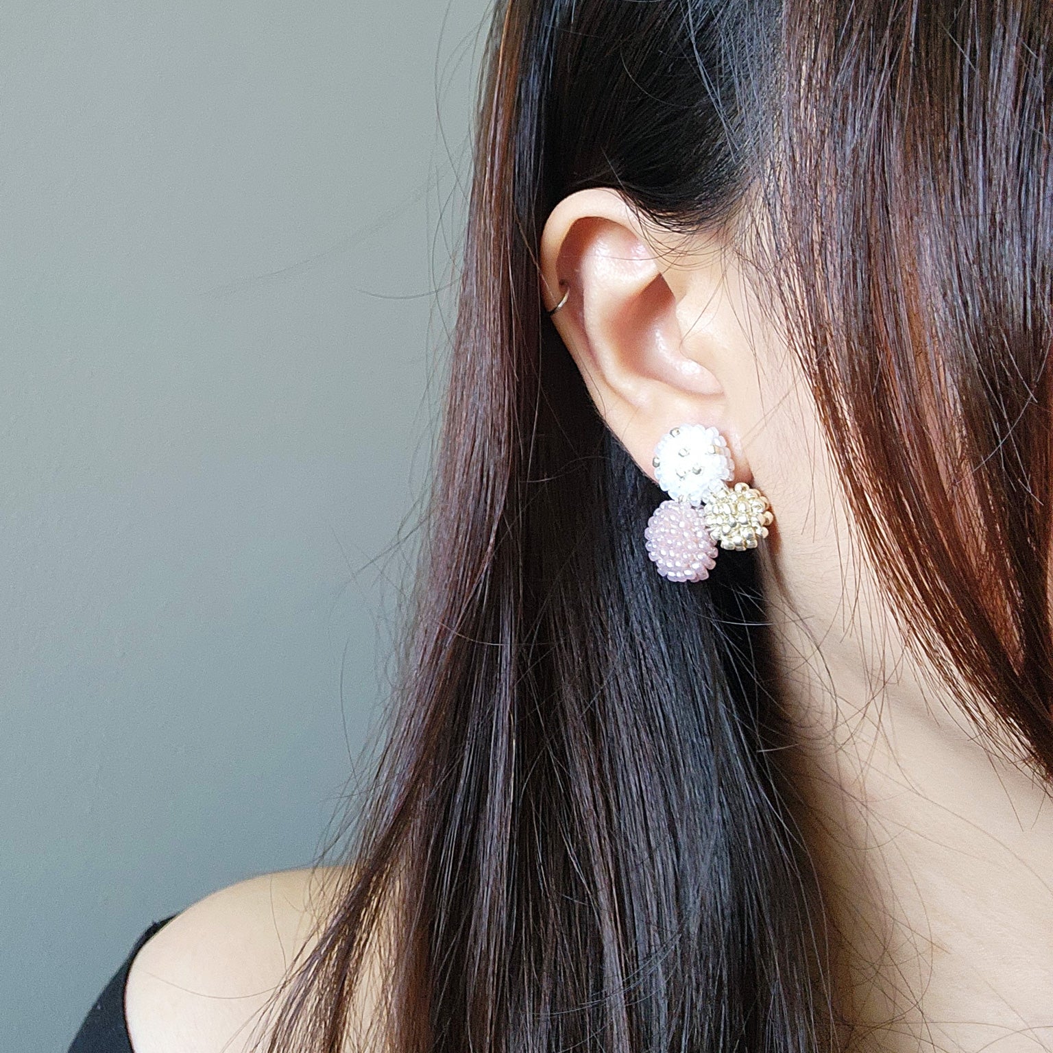 Planetarium Stud Earrings in Purple Model