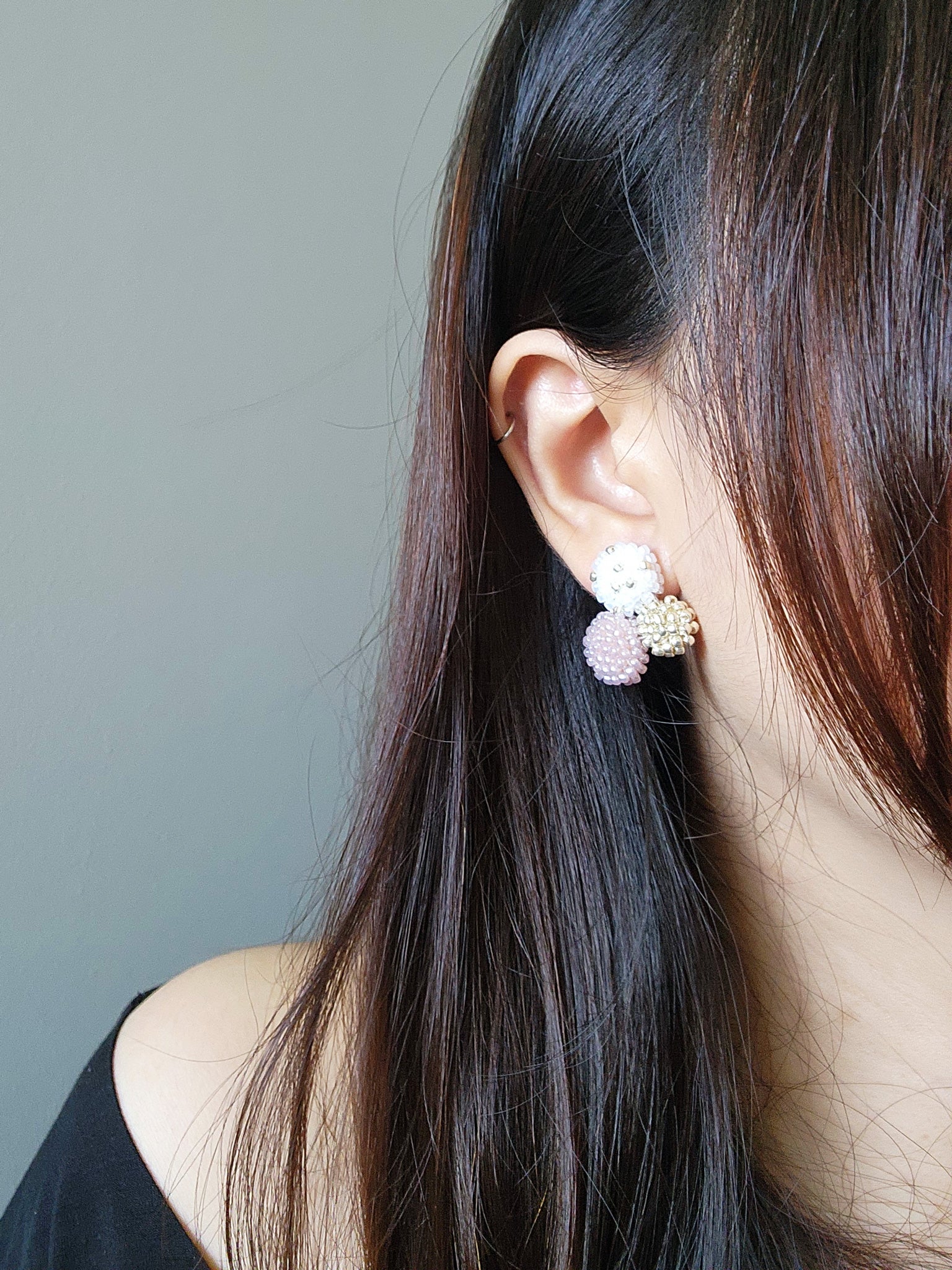 Planetarium Stud Earrings in Purple Model