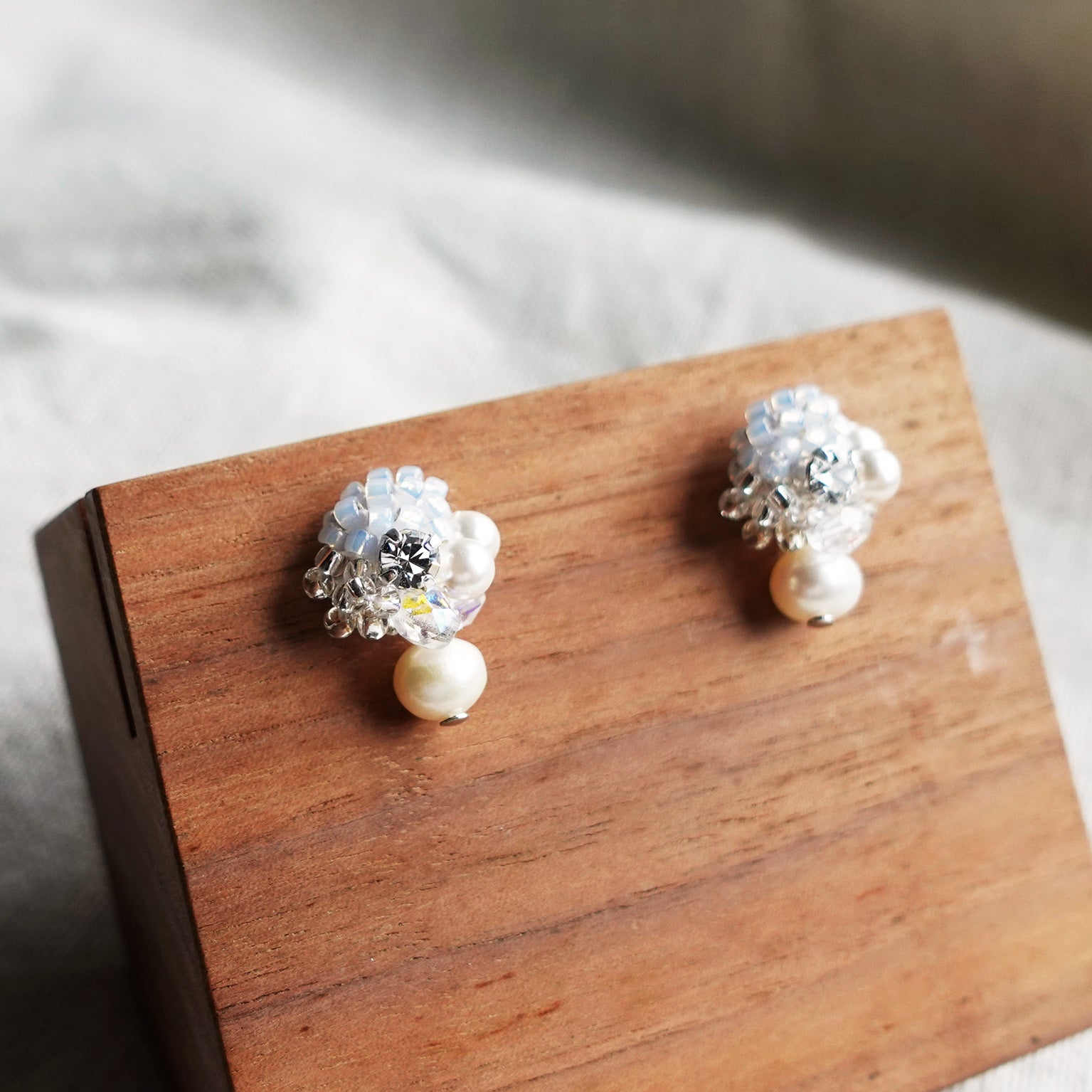 Polaris Phoebe Earrings in Grey Display Left