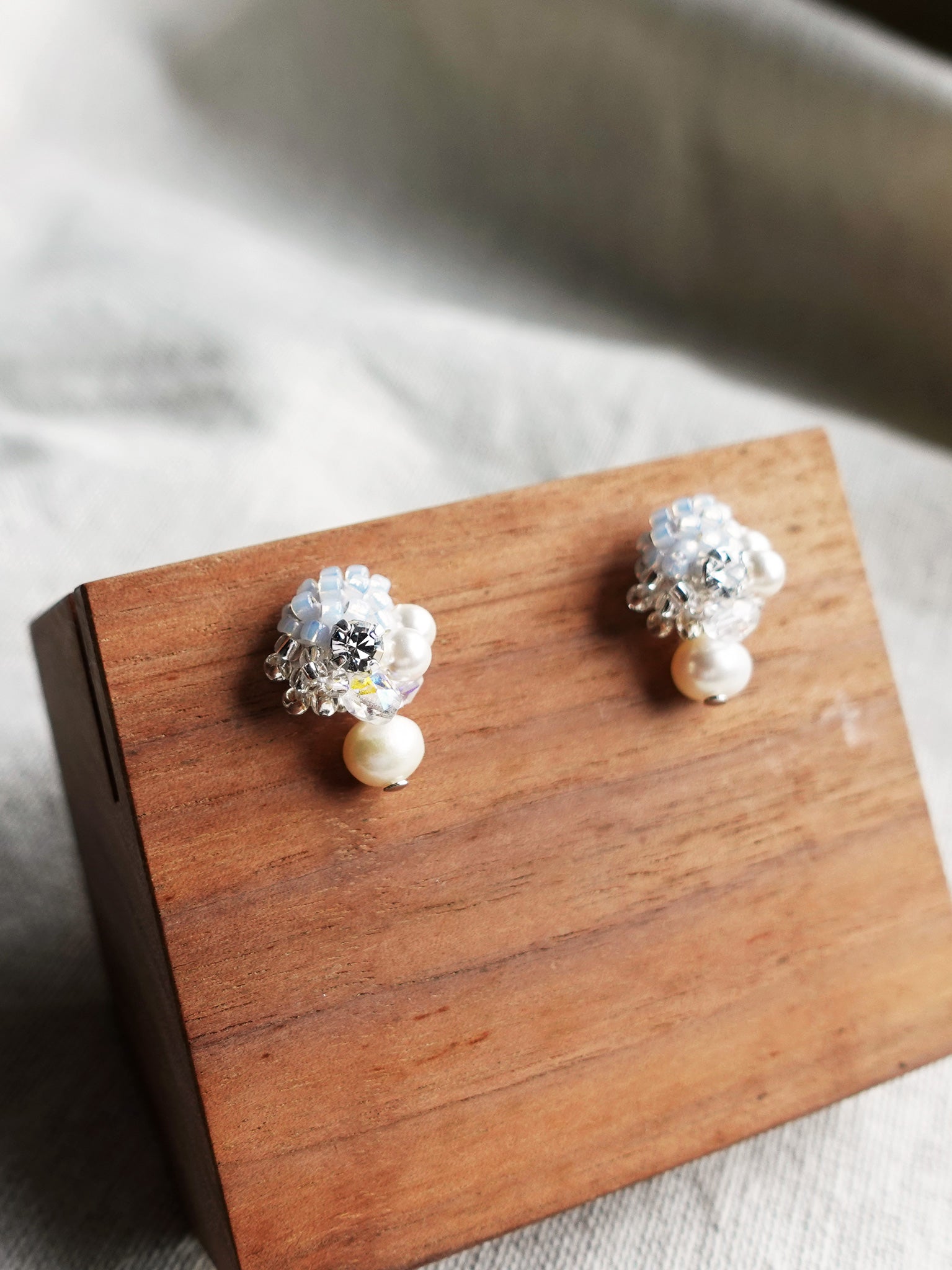 Polaris Phoebe Earrings in Grey Display Left