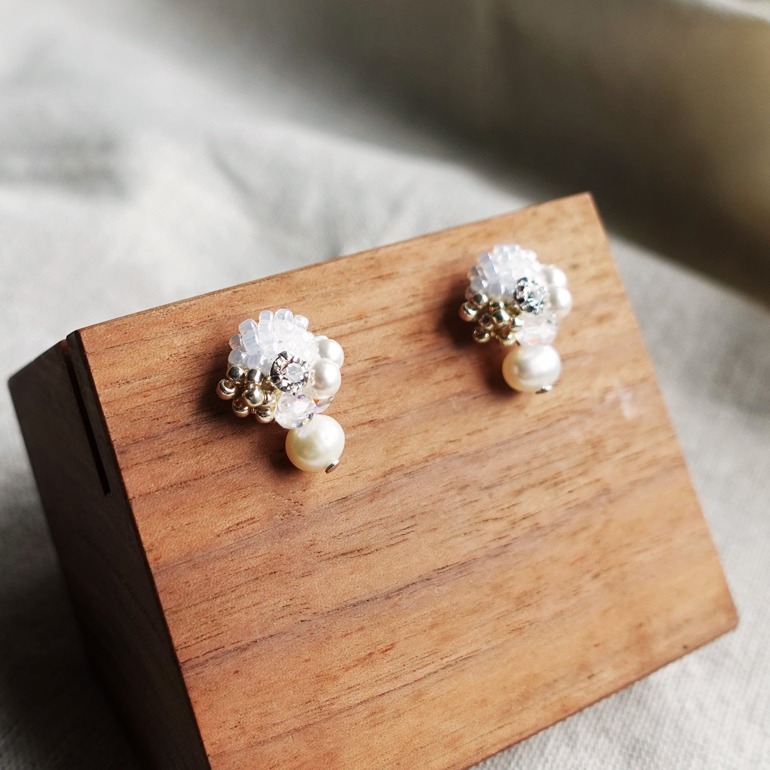 Polaris Phoebe Earrings in White Display Left