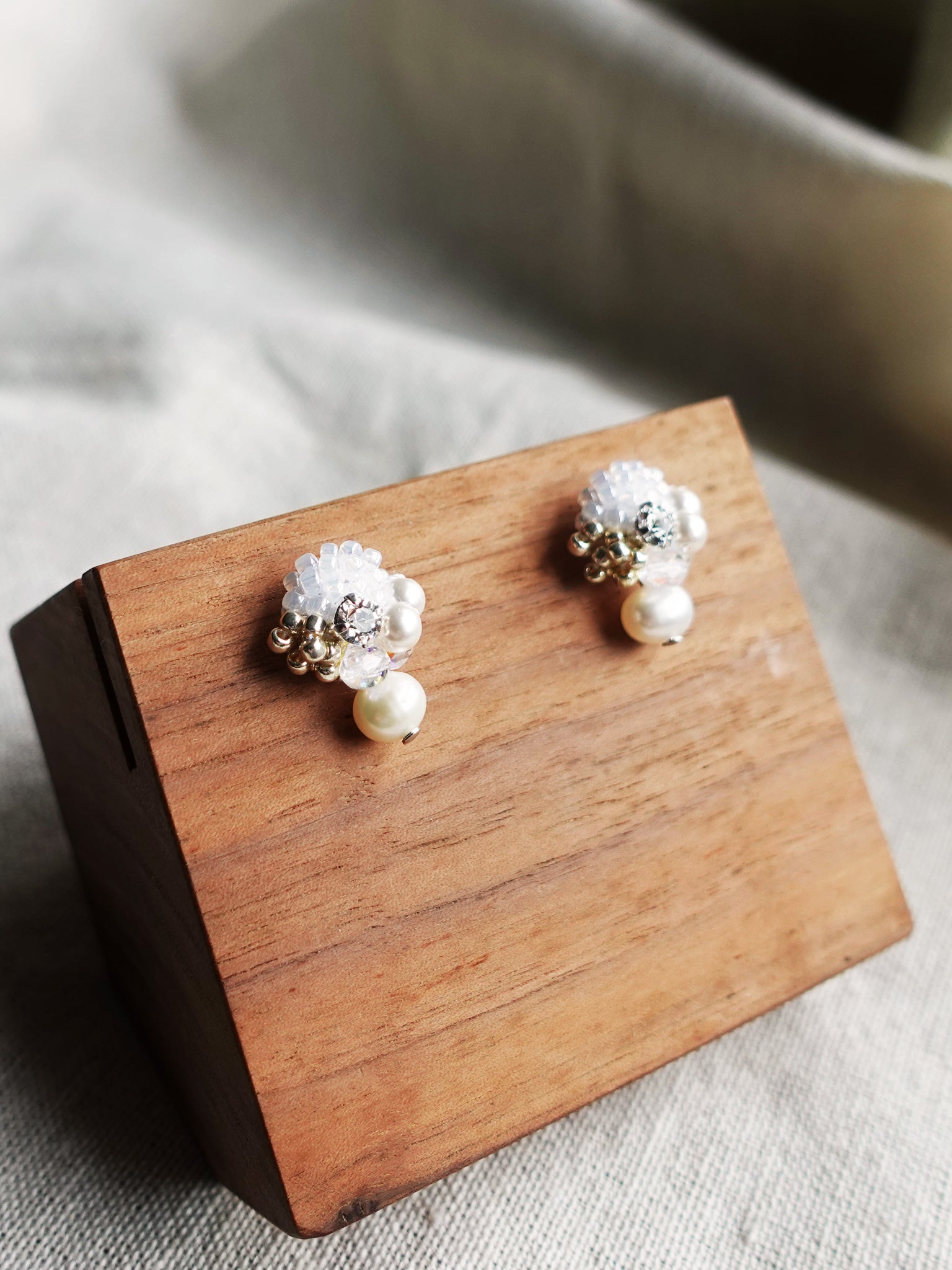 Polaris Phoebe Earrings in White Display Left