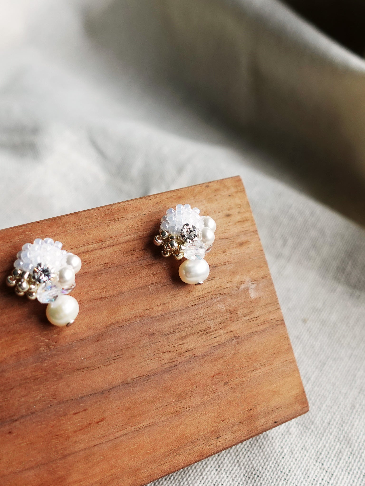Polaris Phoebe Earrings in White Display Right
