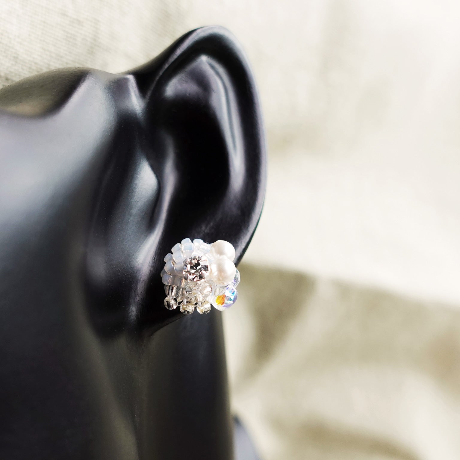 Polaris Stud Earrings in Grey Bust