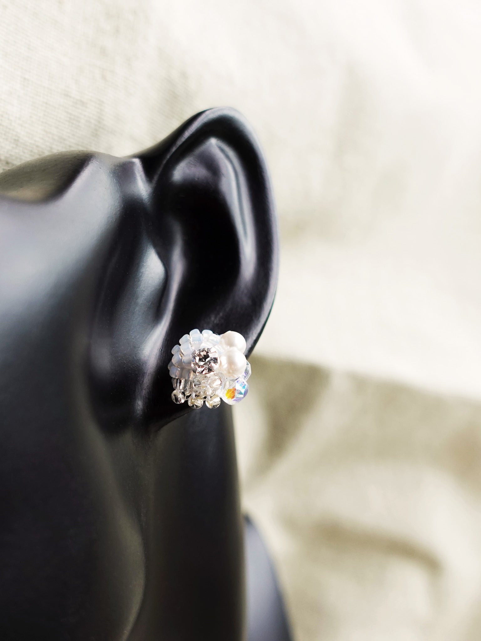 Polaris Stud Earrings in Grey Bust