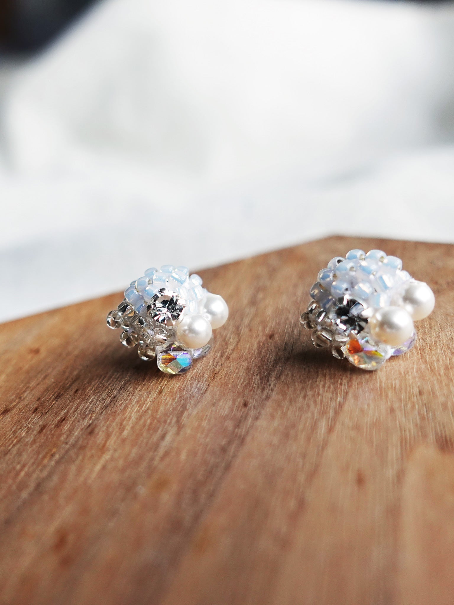 Polaris Stud Earrings in Grey Display Front