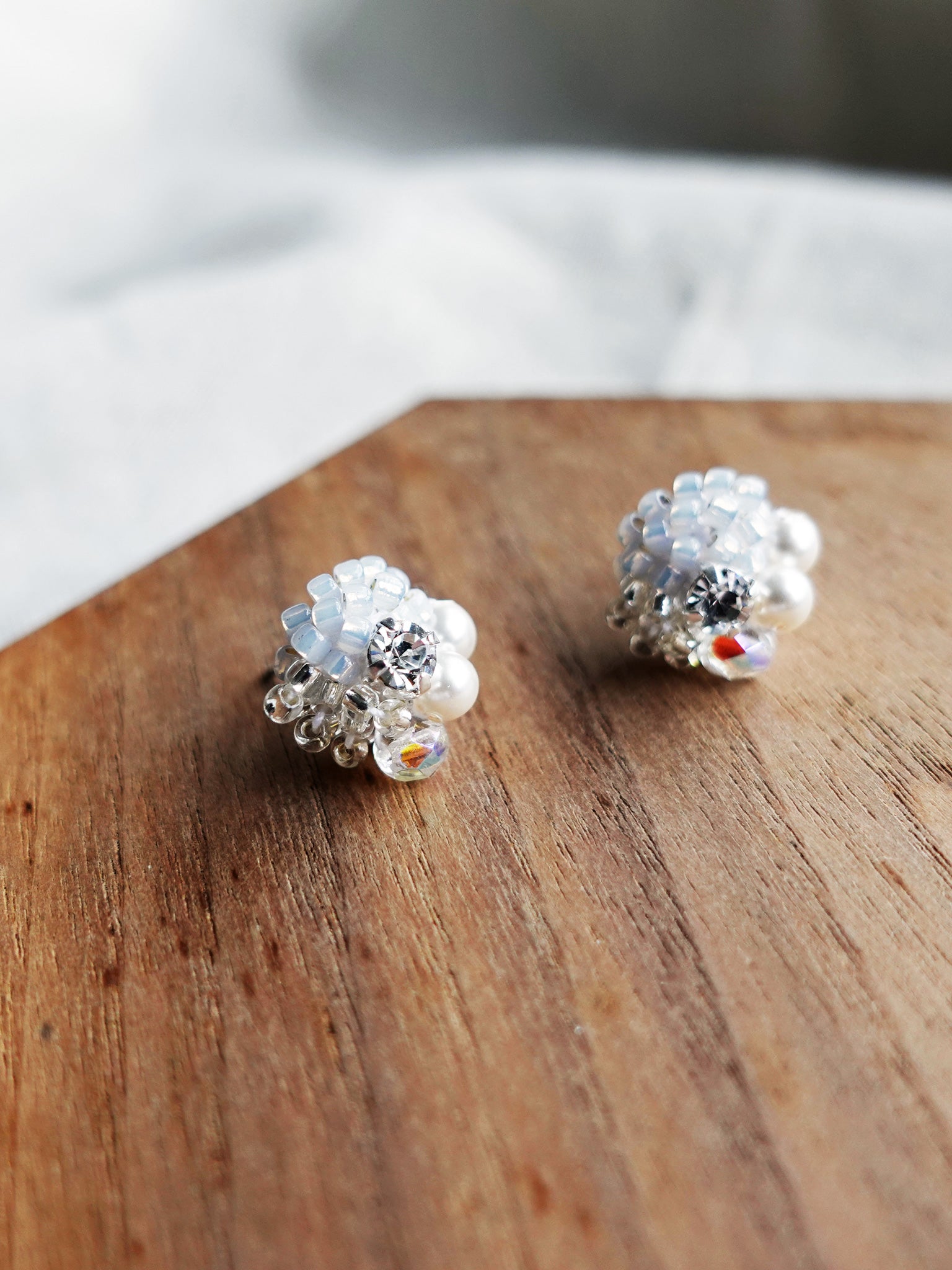 Polaris Stud Earrings in Grey Display Left