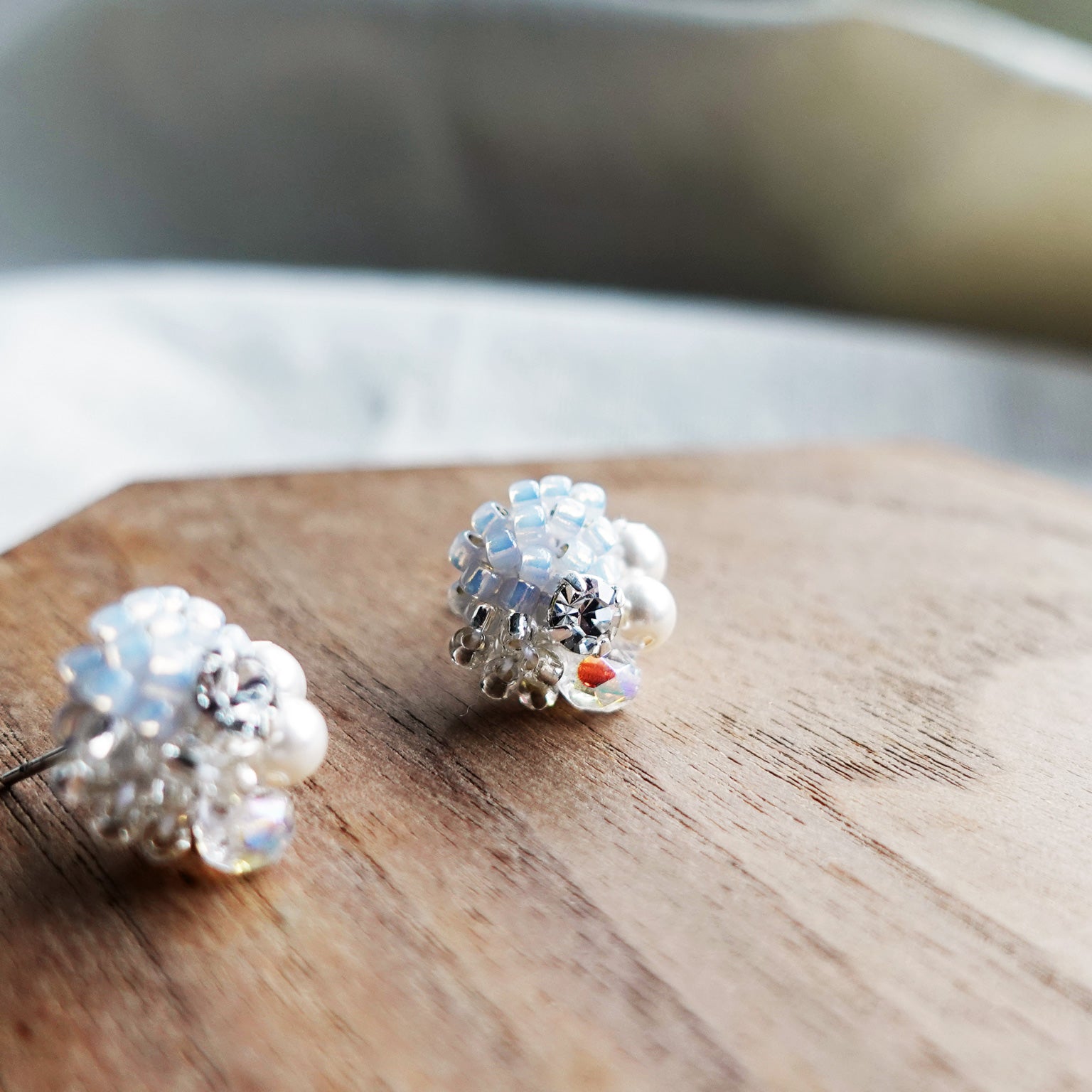 Polaris Stud Earrings in Grey Display Right