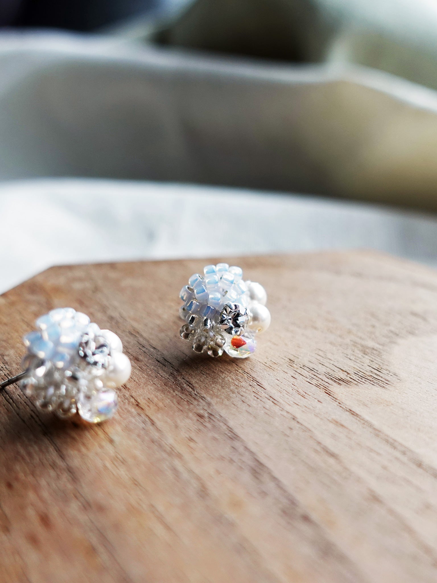 Polaris Stud Earrings in Grey Display Right