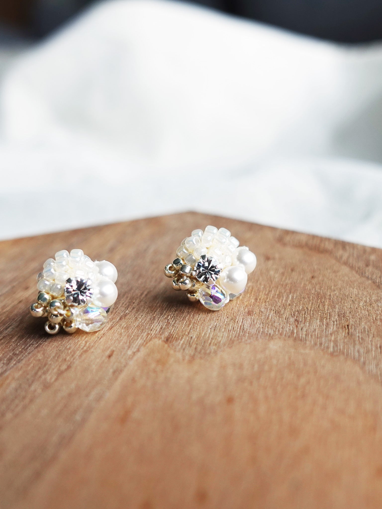 Polaris Stud Earrings in Ivory Display Front