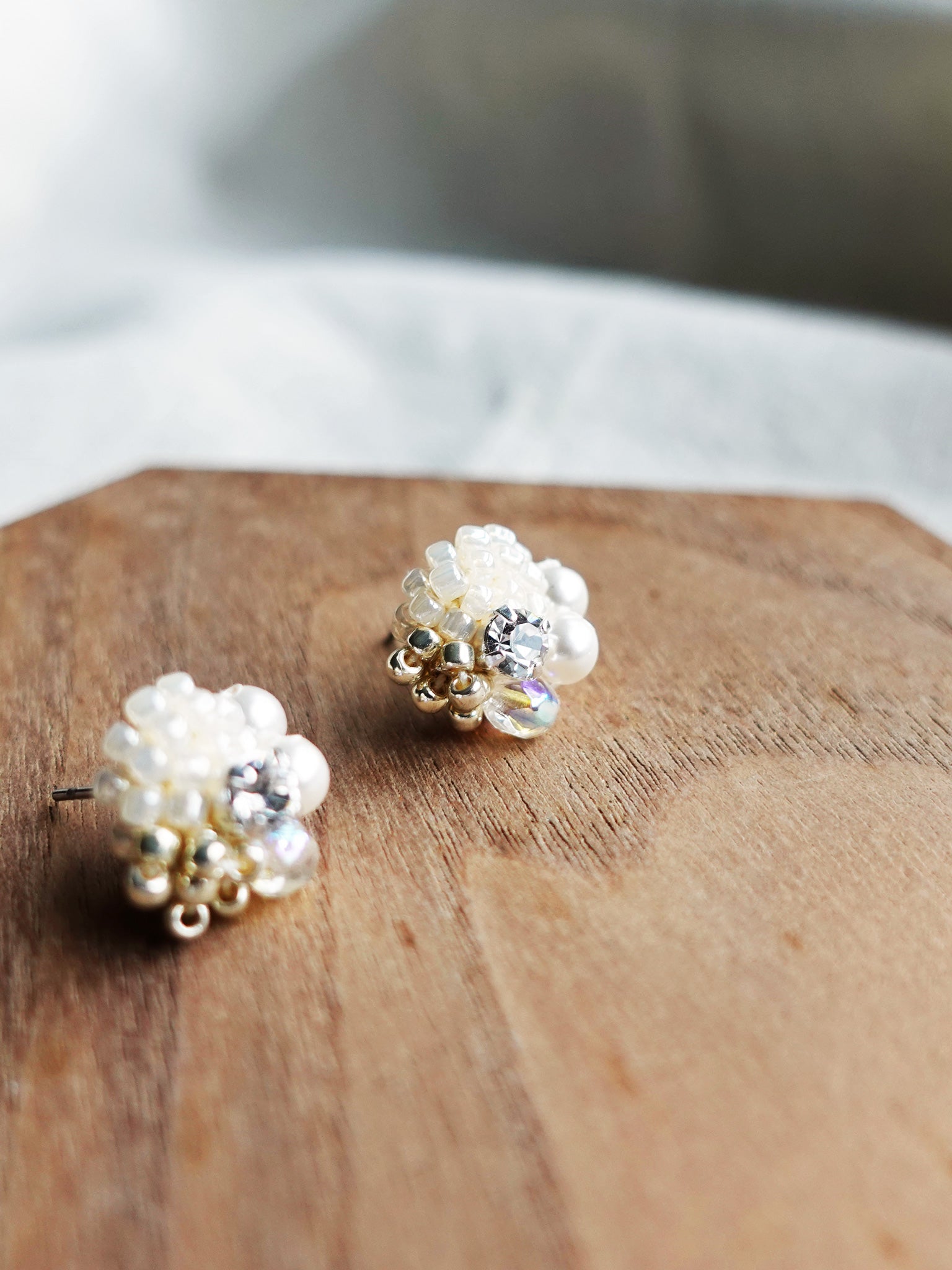 Polaris Stud Earrings in Ivory Display Right 1