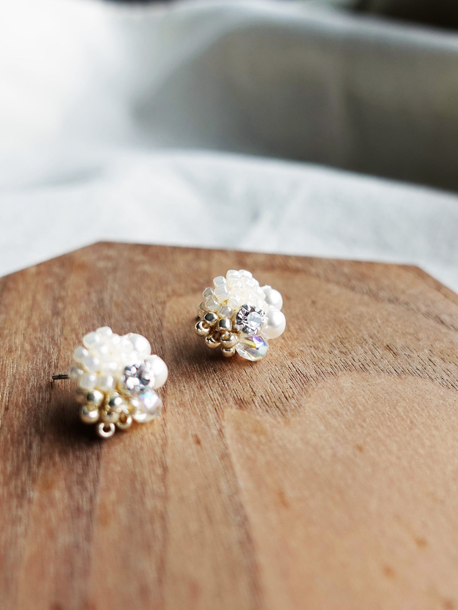 Polaris Stud Earrings in Ivory Display Right 2