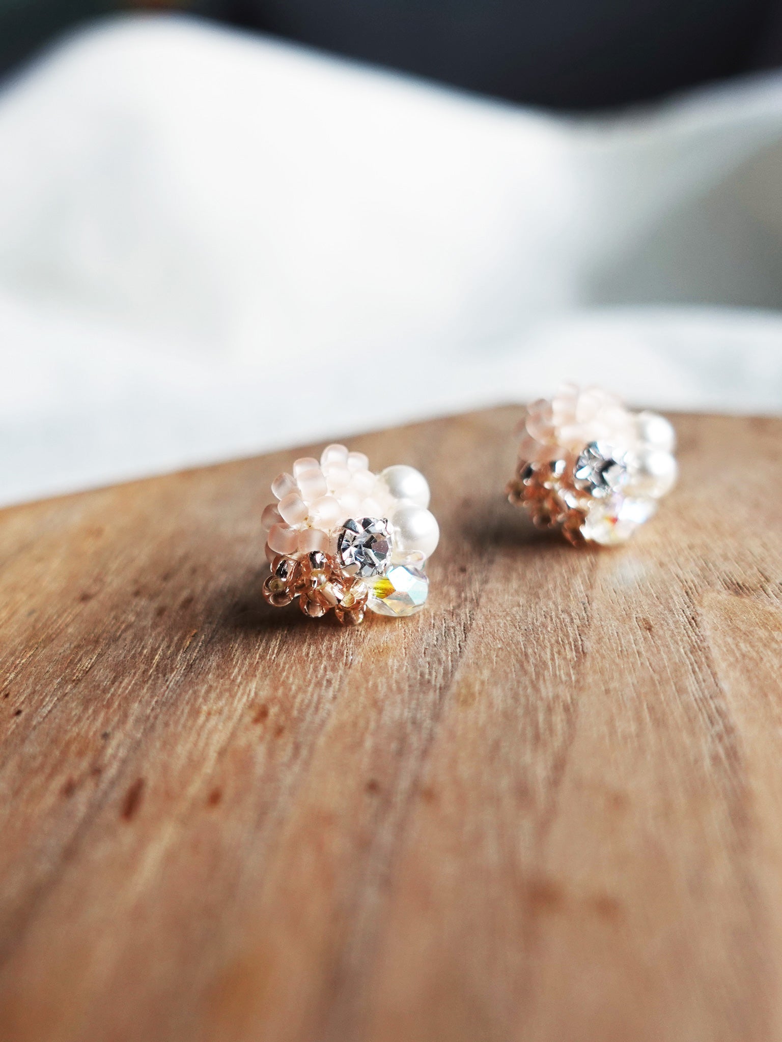 Polaris Stud Earrings in Pink Display Left